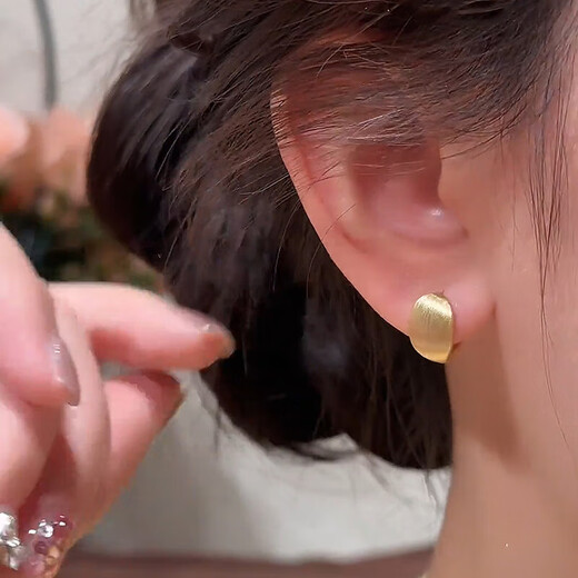 18k real gold plating brushed oval earrings simple fashionable temperament earrings light luxury high-end earrings wholesale earrings - gold (18k real gold plating)