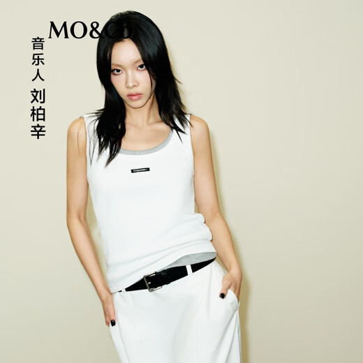 Mo/co. [Kendou/Liu Boxin gleiche Style C+ Serie] Weste 2025 Sommer Neues Produkt Baumwolle Fühlen Sie sich einfach MBE2VET009 This White S 160