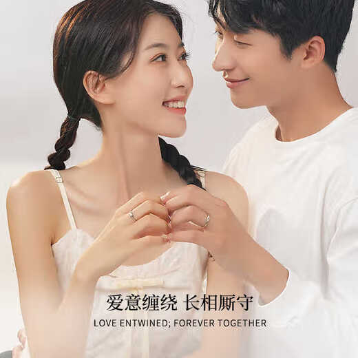 LAOLATU Platinum Ring Women's PT950 Platinum Couple Ring Men's and Women's Fashionable Opening Chinese Valentine's Day Birthday Wedding Gift Free Engraving/Ghostwriting Greeting Card/Shipping to Other Places Separately