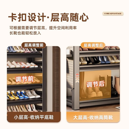 Xingzhiyun Steel Shoe Rack Doorway Multi-layer Household Shoe Storage Rack Simple Shoe Cabinet Entry Entrance Iron Art Shoe Storage Rack Matte Black - Height 80cm Four Layers Length 50cm* Width 30cm