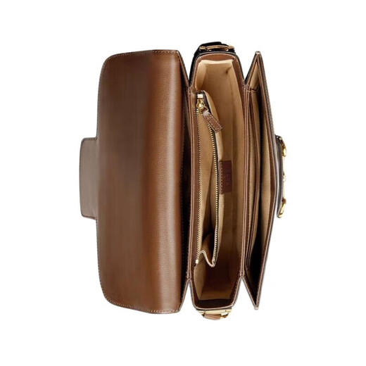 Gucci (GUCCI) antike Damentasche Horsebit Umhängetasche 1955 Serie kleine Umhängetasche Doppel-G-Muster Canvas und Leder Umhängetasche beige weiß 60220492TCG9761