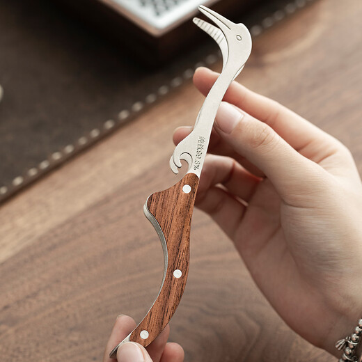 Tangfeng pure titanium tea clip single household light luxury high-end tea set accessories tea leaf clip tea cup clip tweezers tea set pure titanium walnut crane tea clip (gift box)