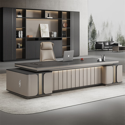 Litang Light Luxury Short Cabinet Boss Office Desk and Chair Combination High-end President Office Leader Furniture Manager Single Atmosphere Desk 2.8 Meters Boss (Short Deputy Cabinet)