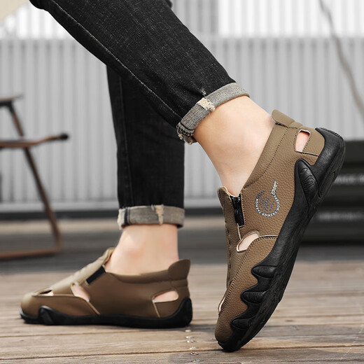Sandales masculines Summer Pospers Pleach Chaussures de plage Extérieur Sports Style Us qui résistant à grande taille Chaussures Lazy Men's (JL) AS9909 Brown 43