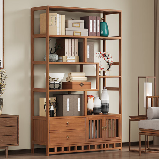 Sizhuge solid wood new Chinese style Bogu rack ornament display cabinet Duobaoge tea set partition tea storage storage shelf simple 80 simple style thickened and reinforced