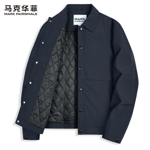 Mark Hua Fei (FAIRWHALE) letter embroidered jacket men's 2025 autumn new simple casual Korean style loose fashion lapel jacket 4006K dark blue thickened quilted 8300350107506 L (175)