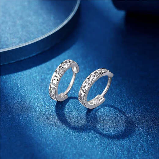 Wanfulong PT950 platinum earrings for women, platinum starry sky round earrings, earrings, birthday gift for girlfriend 1.84g platinum PT950 starry sky earrings