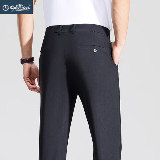 金利来男士夏季薄款休闲西装裤中年爸爸纯色免烫裤子微锥直筒长裤 724藏青 29