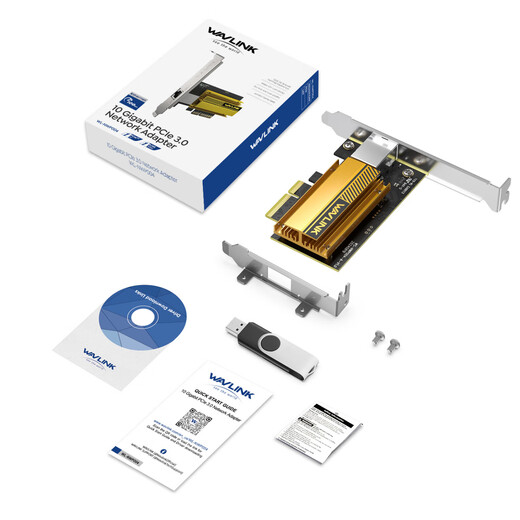 Wavlink NWP004 PCI-E 10G 10G-Netzwerkkarte, Desktop-Computer, integrierter PCIe-zu-10G-Netzwerkkarten-Host, RJ45-Netzwerkanschluss, Hochgeschwindigkeitserweiterung