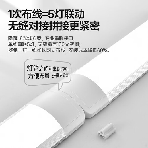 Zuoji three-proof LED lamp integrated long strip purification bracket lamp factory ultra-bright display cabinet fluorescent lamp project ultra-bright energy-saving commercial 1.2 meters white light 100W