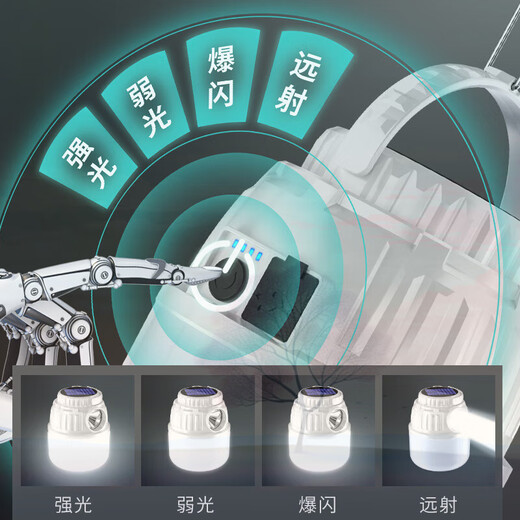 喆炜露营灯太阳能户外灯长续航帐篷应急灯充电挂灯野营马灯照明氛围 标配-9900w__50小时_单光源