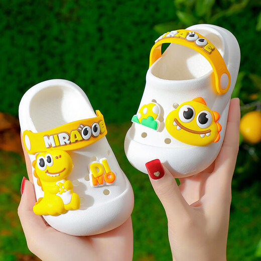 Kinderlächen Neue Sommer innen Anti-Rutsch weicher Sohle Baby Boy Hole Schuhe Schuhbeutel Baby Kleinkind Mädchen Sandalen Lila-Dinosaurier 14 23-24 [innere Länge 0]