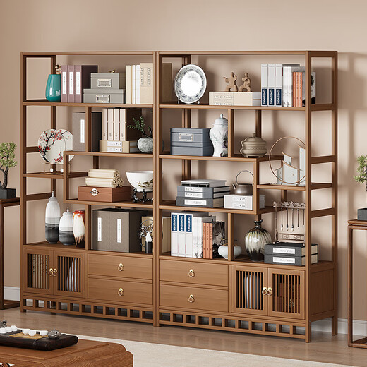 Sizhuge solid wood new Chinese style Bogu rack ornament display cabinet Duobaoge tea set partition tea storage storage shelf simple 80 simple style thickened and reinforced