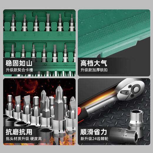 Huang Xiaochao's 48-piece auto repair tool set, socket wrench, ratchet torque wrench, full set of Xiaofei motorcycle repair box screws