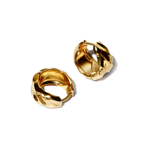 PANDORA (PANDORA) ESSENCE Natural Wave Hoop Earrings Textured Silver Personalized Minimalist European and American Style Birthday Gift Gold One Size