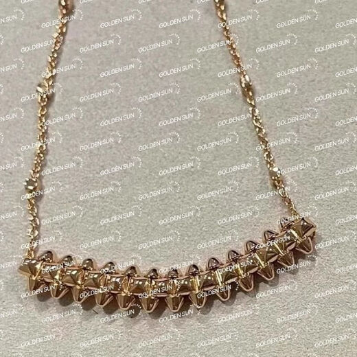 QUAMER rivet necklace women's 18k gold warhead can rotate sterling silver rivet clavicle chain light luxury simple trendy V gold (rose gold) Clas willow ding necklace