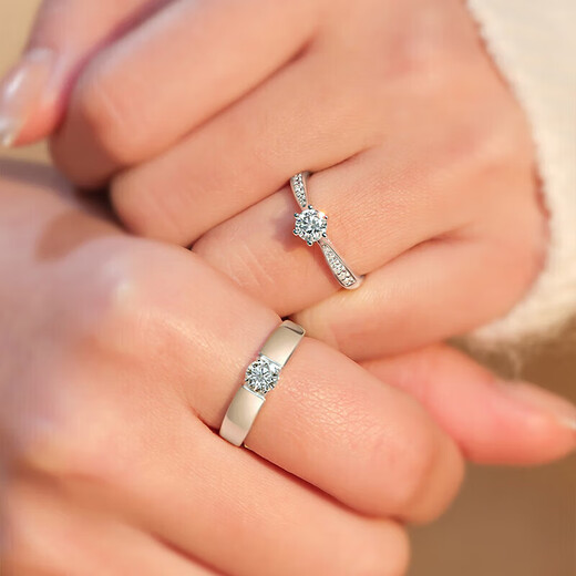 DR Diamond Ring Female Couple Ring A Pair of Men and Women's Rings Moissanite Proposal and Marriage Live Mouth Open Finger Couple Ring 50 Points Live Mouth/Closed Ring for a Pair