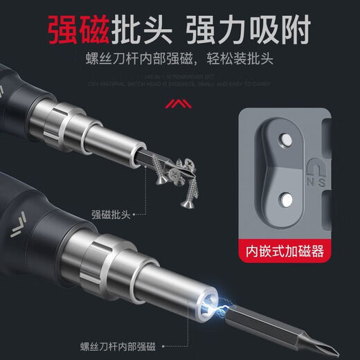 DELIXI ELECTRIC screwdriver set 145-in-1 chromium vanadium steel magnetic telescopic rod disassembly and repair watch glasses precision 145-in-1