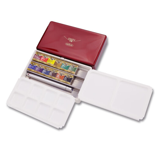 Holbein 12 Color acuarela Conjunto de acuarela sólida HB Pintura de acuarela sólida Caja de palma roja Middle Holbein 12 Color Caja roja pequeña (PN691) Single