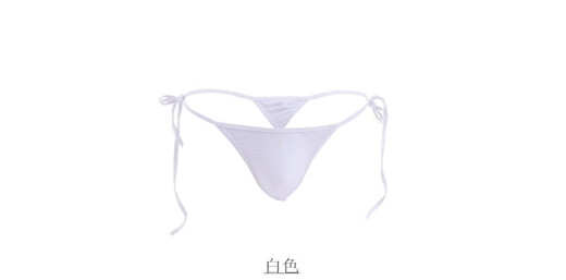 Men's low-waisted thong thin ice silk sexy elastic fashionable lace-up adjustable pure lust underwear yellow strap style without waist circumference suitable for everyone