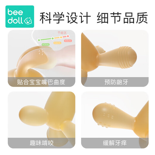 Beedoll ear rake rabbit teether baby chewable baby rabbit chewable silicone toy anti-eating hand artifact to soothe and not cry 1 pack lime yellow
