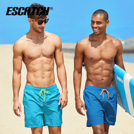 ESCATCH neue Produkt-Badehose für Männer, schnell trocknende Anti-Peinlichkeits-Strandhose, Badehose für Erwachsene mit heißen Quellen, hochwertiger Herren-Badeanzug Dopamin ES6 Pfauenblau (dreieckiges Futter), verbessertes Modell M _ (geeignet für Gewicht 50–60 kg)