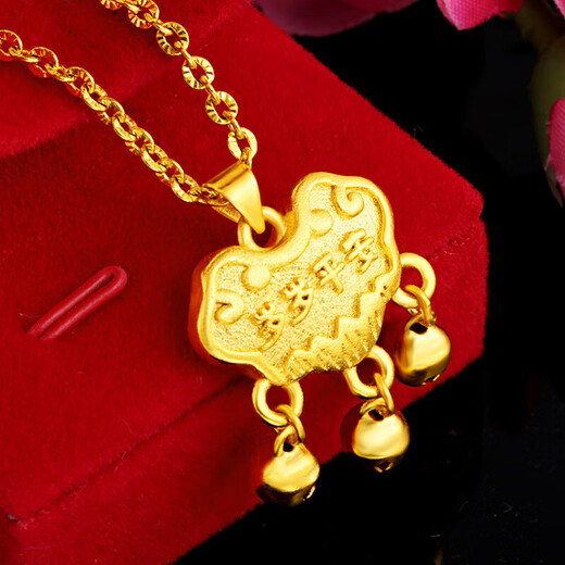 Alluvial gold jewelry Vietnamese alluvial gold casting, thick gold-plated children's gold lock, baby lock, can be matched with necklace, single pendant