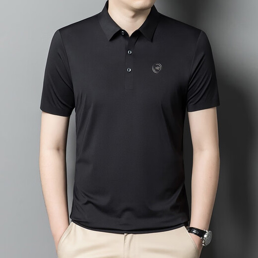 老爷车男装短袖真丝T恤2025夏季新款桑蚕丝高档名牌半袖潮男上衣 9859黑色 均码 180/96A