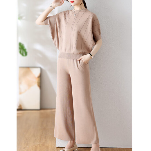 Mamas 2025 neuer Springanzug zweiteiliger Set Temperament Ice Seide Kurzärärmelte mittleren Alters und älteren Frauen-Sommer-Strickanzug 9928 Graugrün L _ [Vorgeschlagen 100-115jin [Jin ist gleich 0,5 kg]]