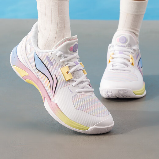 Li-ning (LI-NING) badminton shoes for women, new style sneakers, wear-resistant, shock-absorbing, lightweight, high-elastic professional competition training shoes, surprise/standard white 38 (235mm)