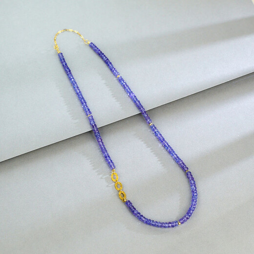 Fat Donglai's same style tanzanite necklace with high-looking ethnic style and white beaded clavicle chain 2025 new temperament free tanzanite necklace