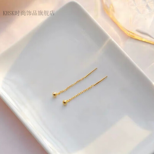 KHSK Old Phoenix pierced ears for sleeping without picking up golden round beads and tassels for besties 4cm length golden ball tassel ear wires one pair