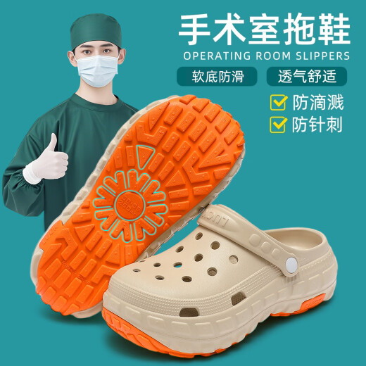 Anshangfen Zapatos de agujero de la sala de operaciones anti-Slip para hombres en verano Sandalias rezagadas de Eva Anti-Odor para mujeres para mujeres. Khaki [Honeycomb anti-slip, de pie a largo plazo sin fatiga] 40-41 adecuado para 39-40 (longitud interna de 250 mm)