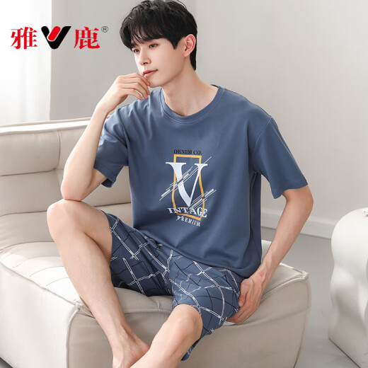 Yalu casual deportes pijamas modal de verano 2025 nuevo traje de seda de seda de hielo de manga corta conjuntos de tamaño grande S9719 L Peso recomendado 120-140Jin [Jin iguala 0.5 kg]