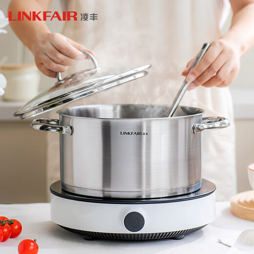 Lingfeng steamer stainless steel soup pot steaming all-in-one household uncoated single-layer steamer steamer induction cooker gas stove universal steamer 1 layer 24cm