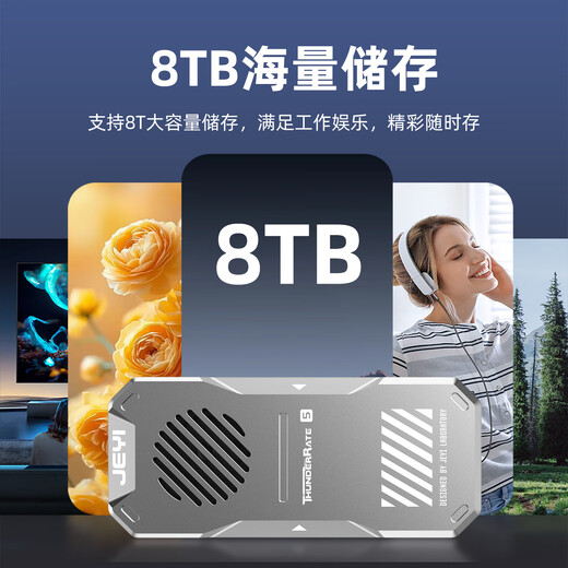 佳翼（JEYI）【雷电5固态硬盘盒】NVMe M.2硬盘盒 80Gbps超高速 涡轮风扇散热 即插即用适用Mac/Win 移动硬盘盒 雷电5硬盘盒【涡轮风冷版】80Gbps