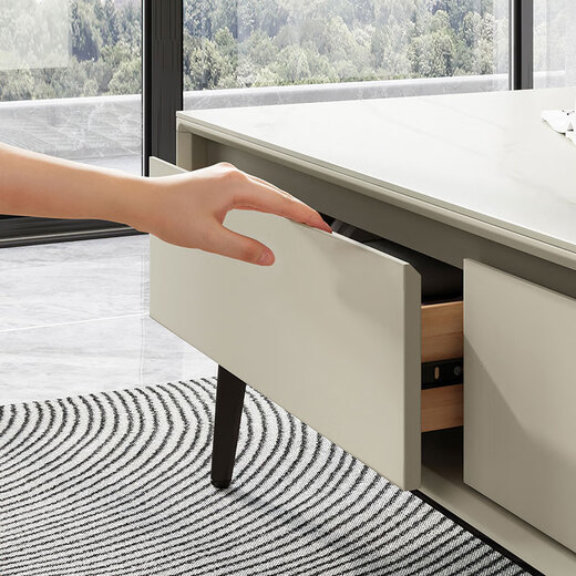 Lin's Home Light Luxury Slate TV Cabinet Coffee Table Combination New Floor Cabinet Living Room Home 1.3 Meter Coffee Table LS988L1