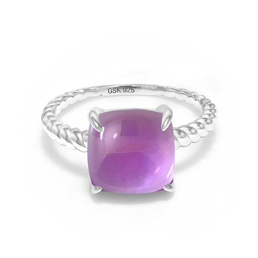 GEM STONE KING 4.42 carat amethyst ring 925 silver new light luxury niche retro ring as a birthday gift for mom, US No. 7