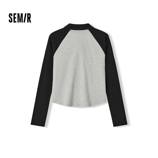 Semir POLO shirt women's short color-blocked raglan sleeve slim top small autumn slim pullover 101524115003