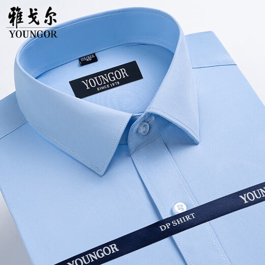 Yager men's short-sleeved shirt business casual cotton free ironing professional suit middle-aged and elderly high-end anti-wrinkle inch clothes thin DP#6623 M 170/88A39 size height 165-1701