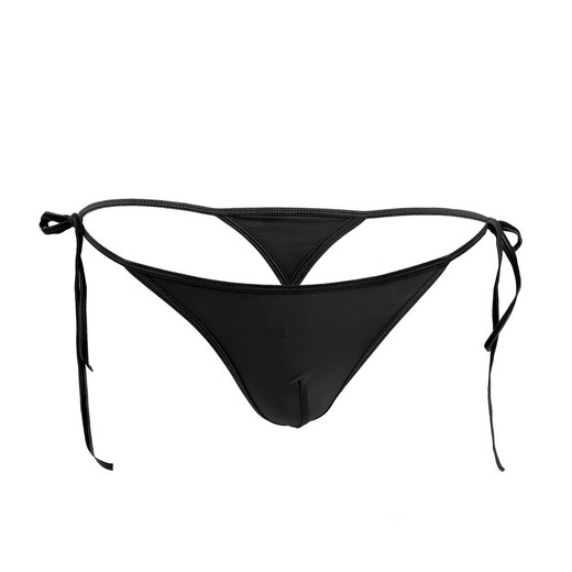 Men's low-waisted thong thin ice silk sexy elastic fashionable lace-up adjustable pure lust underwear yellow strap style without waist circumference suitable for everyone