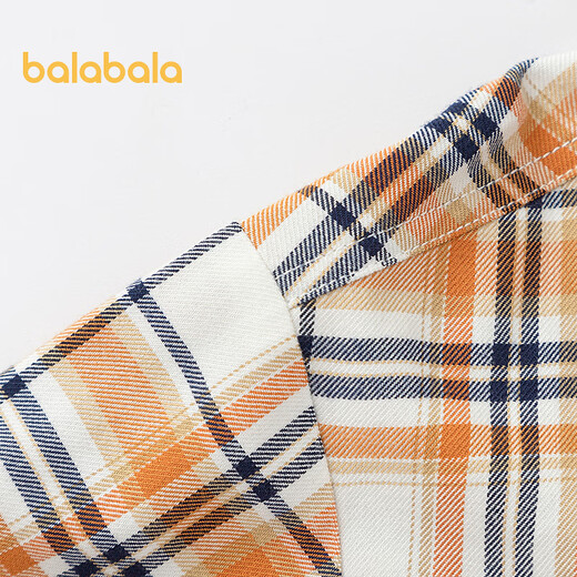Balabala shopping mall same style boys' shirt children's long-sleeved autumn velvet cotton plaid jacket yellow tone 00333 120