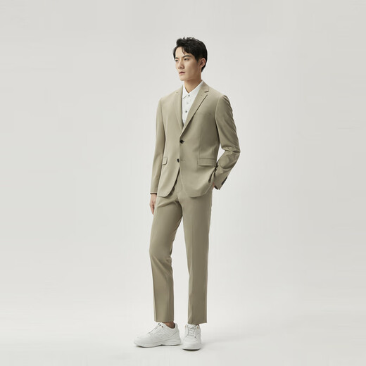 Jinba men's business casual spring and autumn solid color suit men | BSFT1904 Khaki A XL