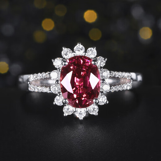 HEEKAIYI Padparadscha Sapphire Ring Women's 18k Diamond Ring Chinese Valentine's Day Birthday Gift for Wife and Girlfriend Selected No Burn/2.02 Carat/Dual-Use Model