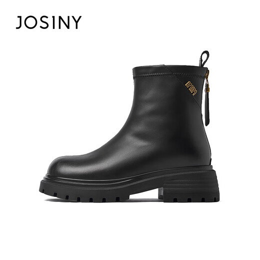 Zhuoshini boots thick heel versatile classic British style round toe short boots slimming women's fashion boots black 38
