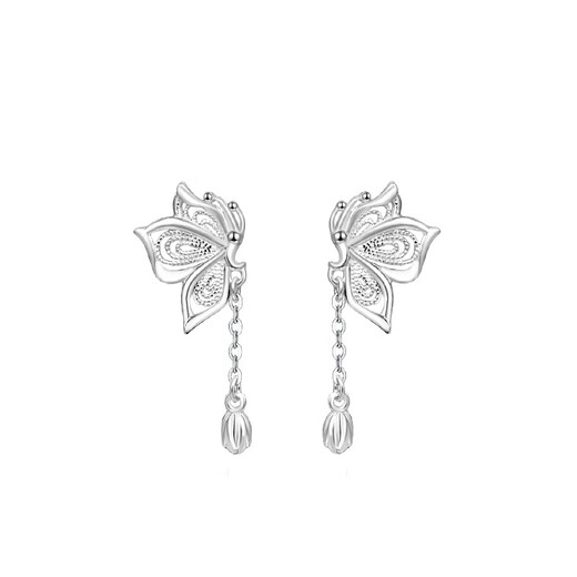 MANHE S999 Pure Silver Butterfly Earrings Women's Earrings Women's 2025 New Earrings Earrings Birthday Gifts for Girlfriends