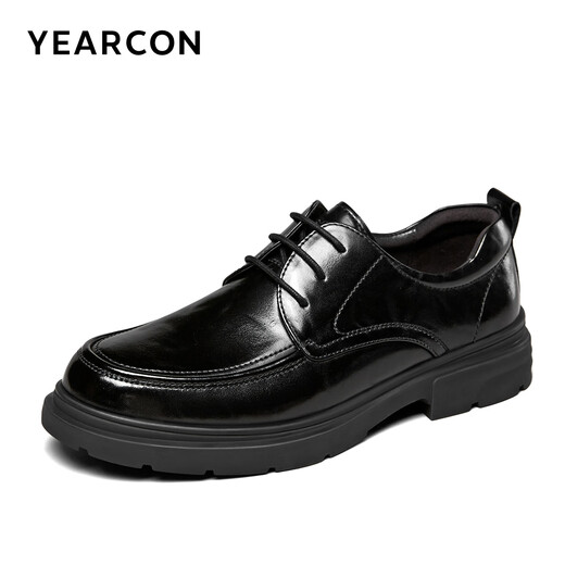 Yierkan men's shoes, round-toe cowhide shoes, lace-up business formal shoes, autumn new commuter shoes 97121W black 42