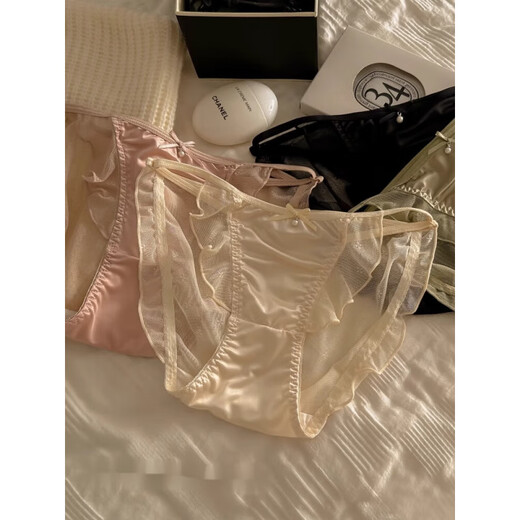 坠倾4条法式纯欲丁字裤性感内裤女生纯棉低腰性感2025新款蕾丝三角裤 Y3882-黑色 L 适合90-110斤