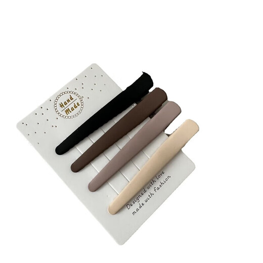 Milk tea color coffee color hairpin Korean hairpin seamless broken hair girl hairpin bangs clip bb clip simple duckbill clip coffee color - cross style