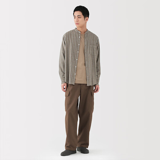 MUJI Men's Washed Cotton Lightweight Overalls Men's Long Pants Casual Pants Men's Fall 25 AE109A5A Brown S (165/72A)